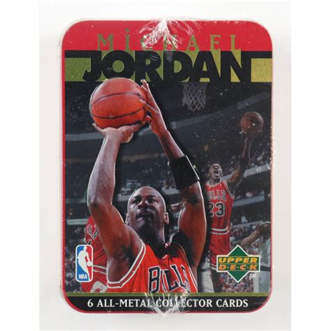 1996 upper deck michael jordan boxed metal collector cards|michael jordan metal collector cards.